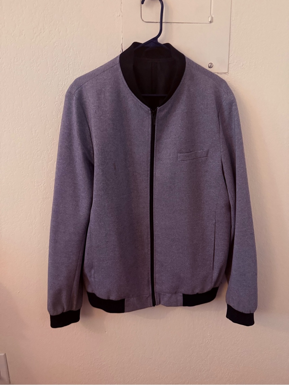 Topman Gray Bomber Jacket with Black Trim